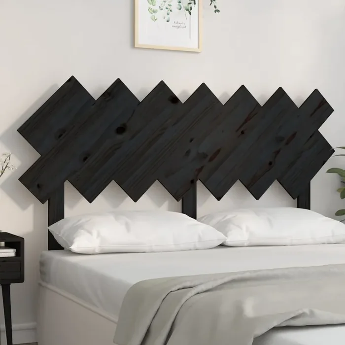 vidaXL Bed Headboard Black 141x3x80.5 cm Solid Wood Pine