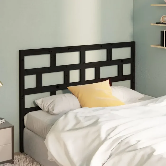 vidaXL Bed Headboard Black 141x4x100 cm Solid Wood Pine