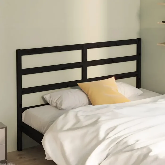 vidaXL Bed Headboard Black 146x4x100 cm Solid Wood Pine
