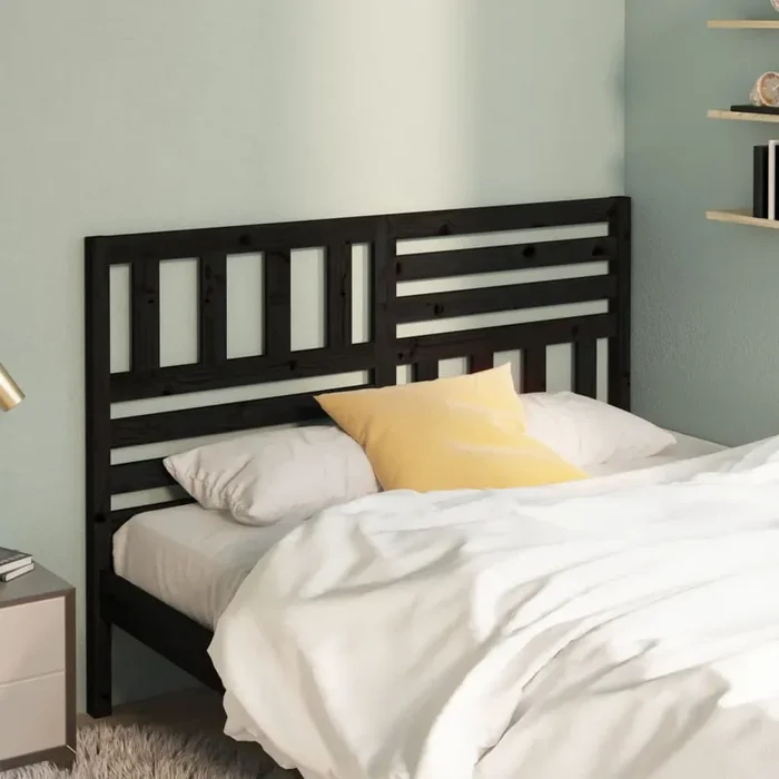 vidaXL Bed Headboard Black 146x4x100 cm Solid Wood Pine