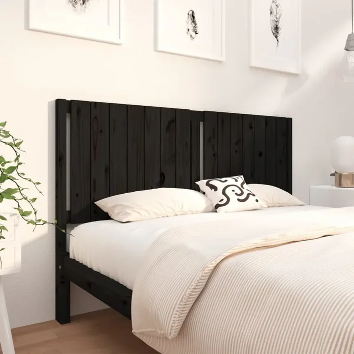 vidaXL Bed Headboard Black 165.5x4x100 cm Solid Wood Pine