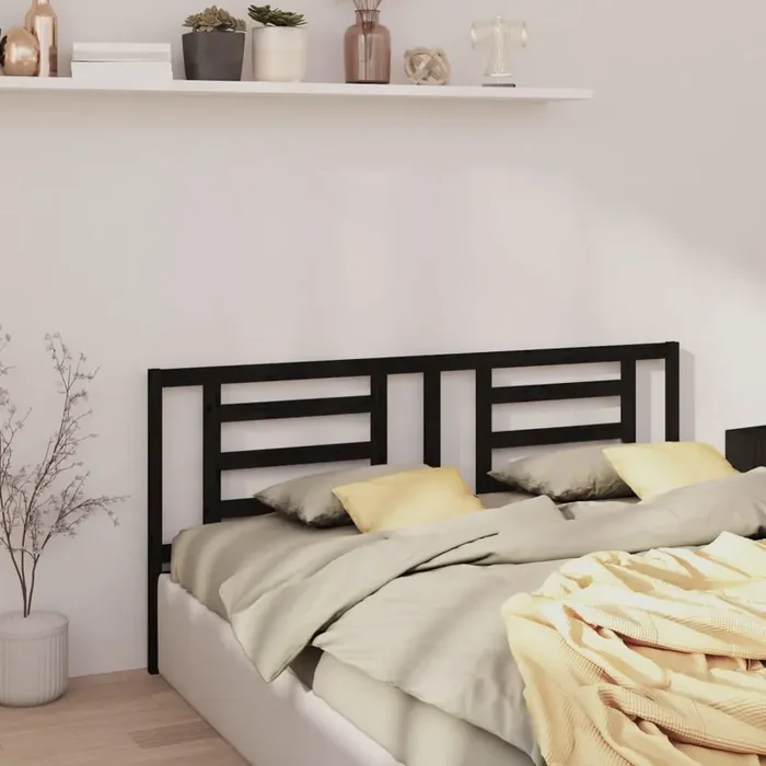 vidaXL Bed Headboard Black 166x4x100 cm Solid Pine Wood