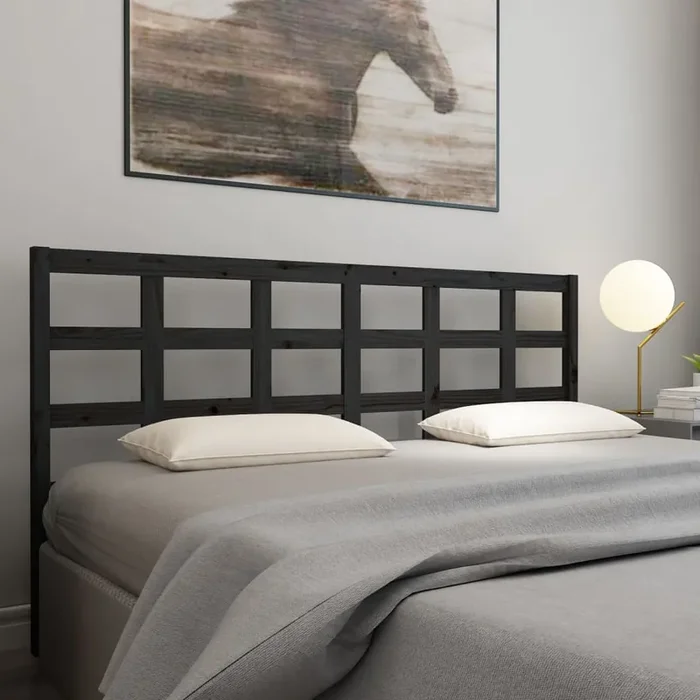 vidaXL Bed Headboard Black 185.5x4x100 cm Solid Wood Pine