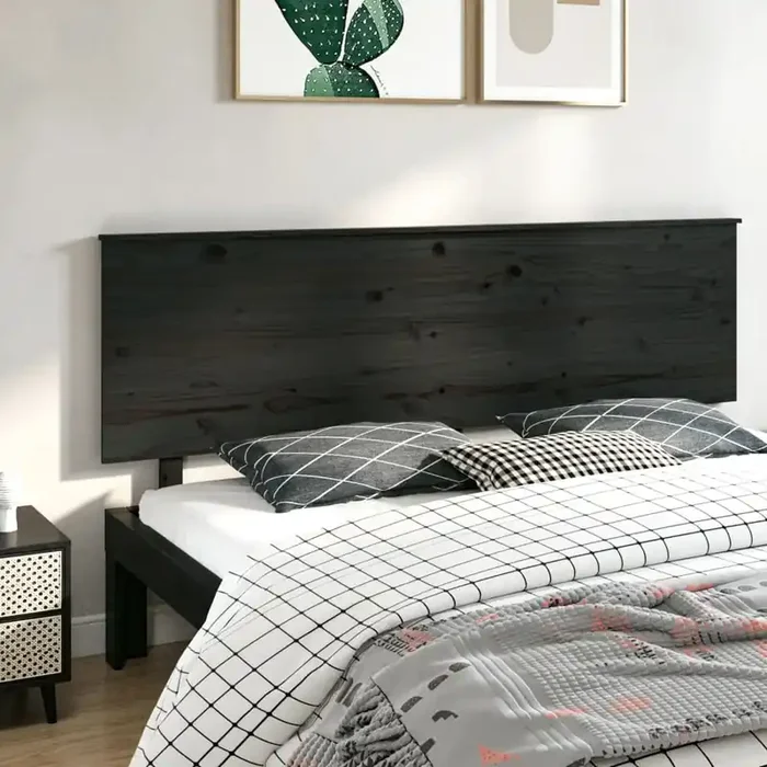 vidaXL Bed Headboard Black 204x6x82.5 cm Solid Wood Pine