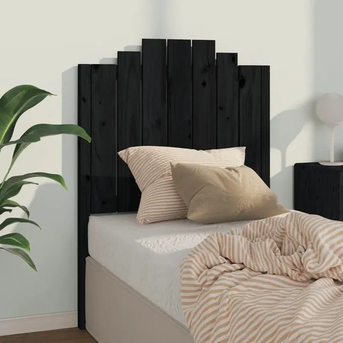 vidaXL Bed Headboard Black 81x4x110 cm Solid Wood Pine