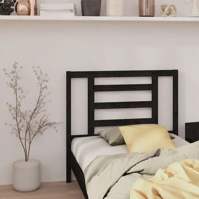 vidaXL Bed Headboard Black 96x4x100 cm Solid Wood Pine