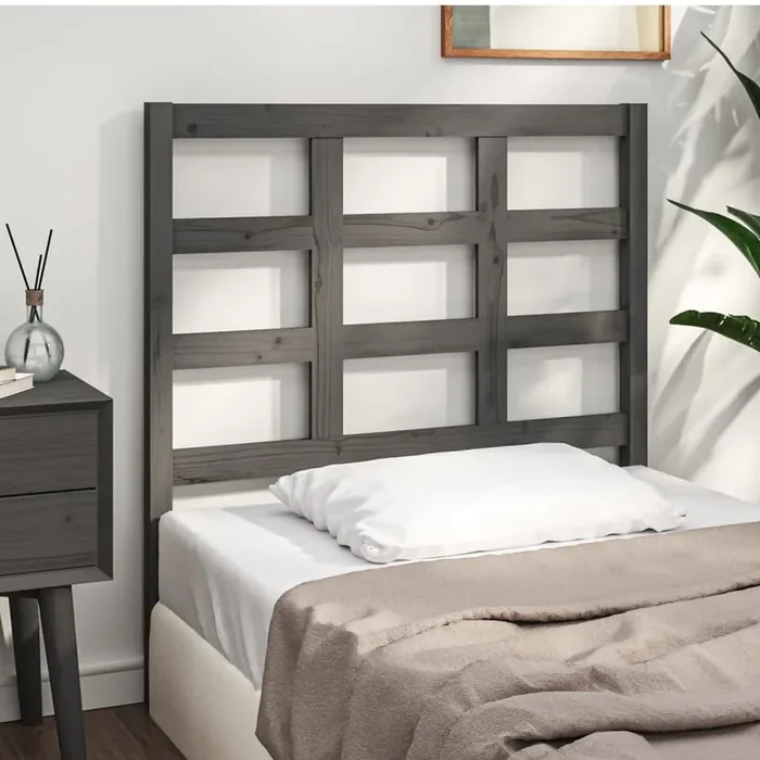 vidaXL Bed Headboard Grey 105.5x4x100 cm Solid Wood Pine