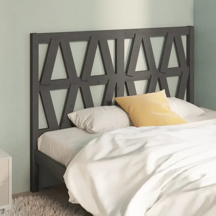 vidaXL Bed Headboard Grey 126x4x100 cm Solid Wood Pine