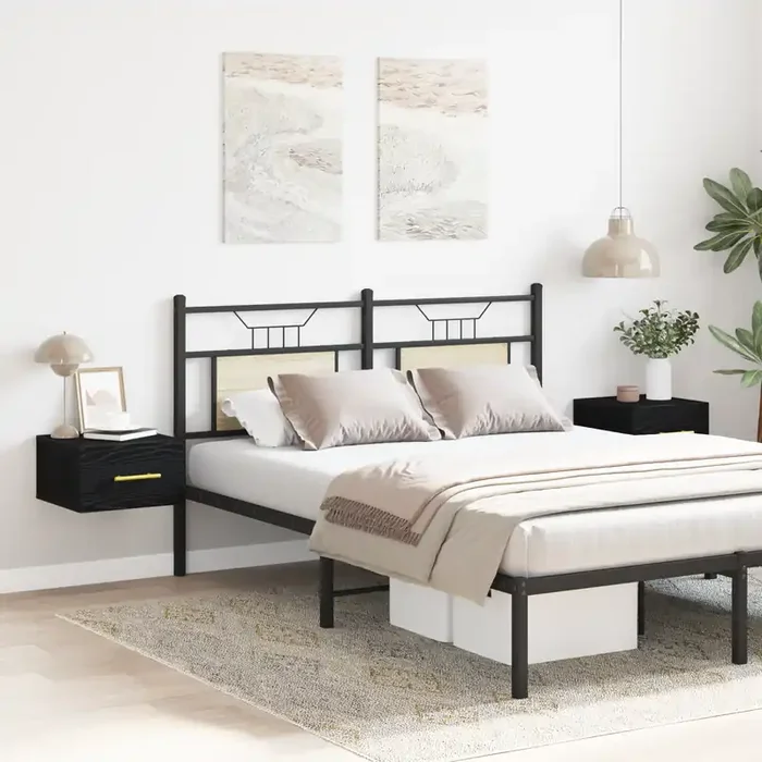 vidaXL Bedside Cabinets 2 pcs Wall-Mounted Black Oak 35x35x20 cm