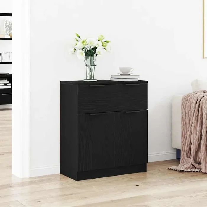 vidaXL Black Oak Sideboard 60x30x70 cm Engineered Wood