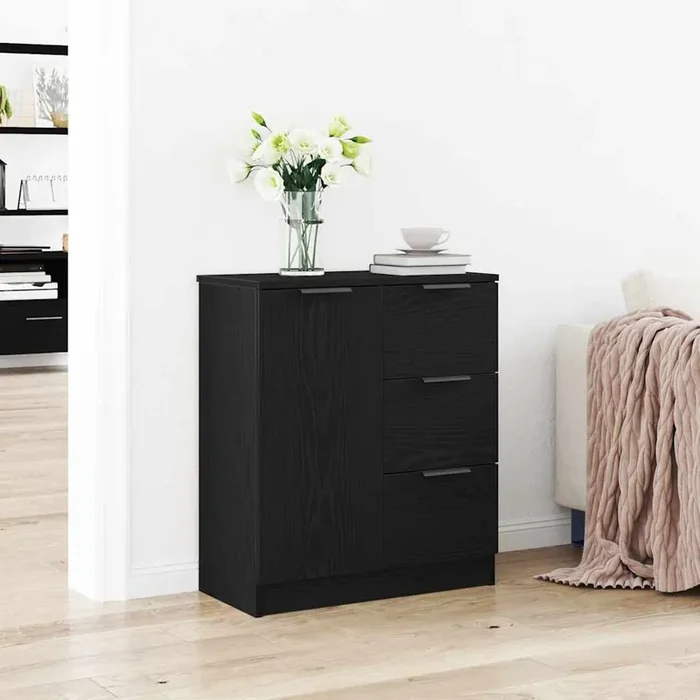 vidaXL Black Oak Sideboard 60x30x70 cm Made from Engineered Wood