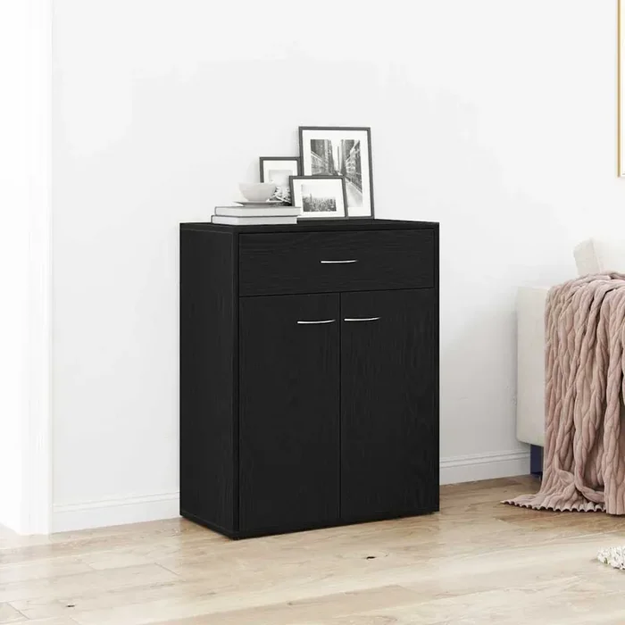 vidaXL Black Oak Sideboard 60x30x75 cm Made of Engineered Wood