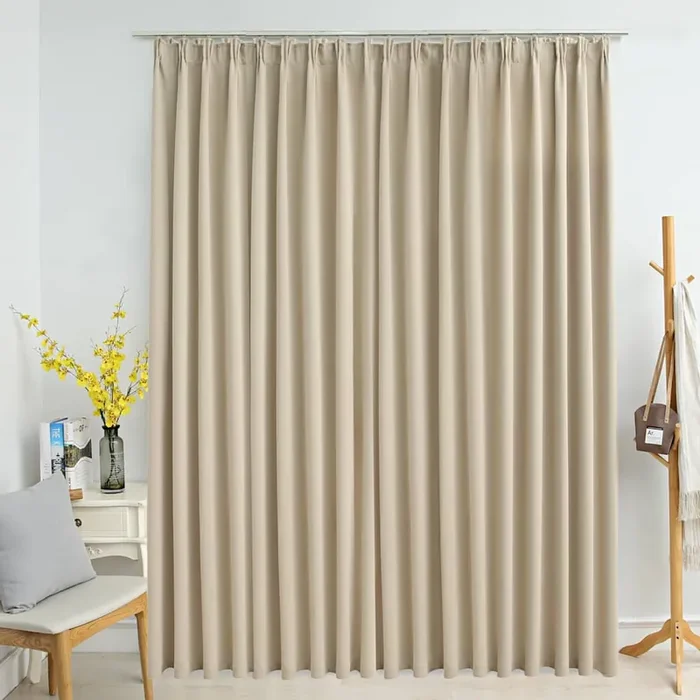 vidaXL Blackout Curtain with Hooks Beige 290×245 cm