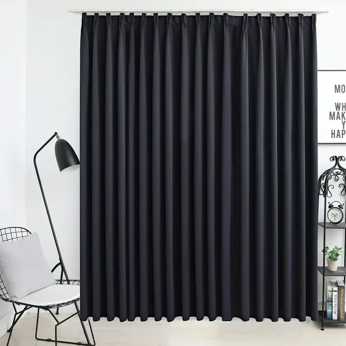 vidaXL Blackout Curtain with Hooks Black 290×245 cm
