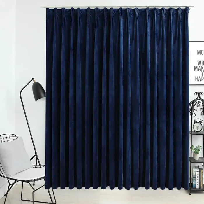 vidaXL Blackout Curtain with Hooks Velvet Dark Blue 290×245 cm