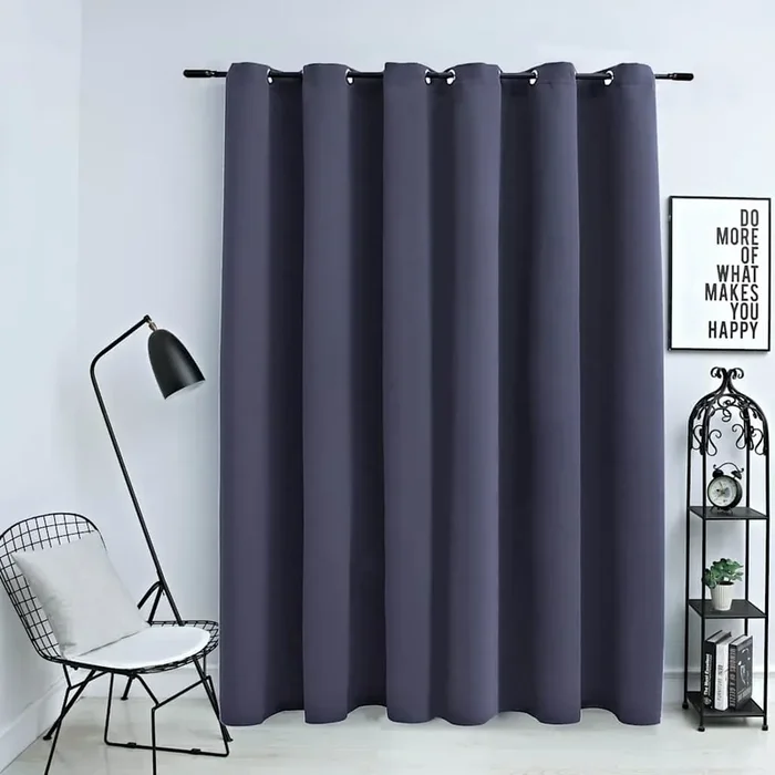 vidaXL Blackout Curtain with Metal Rings Anthracite 290×245 cm