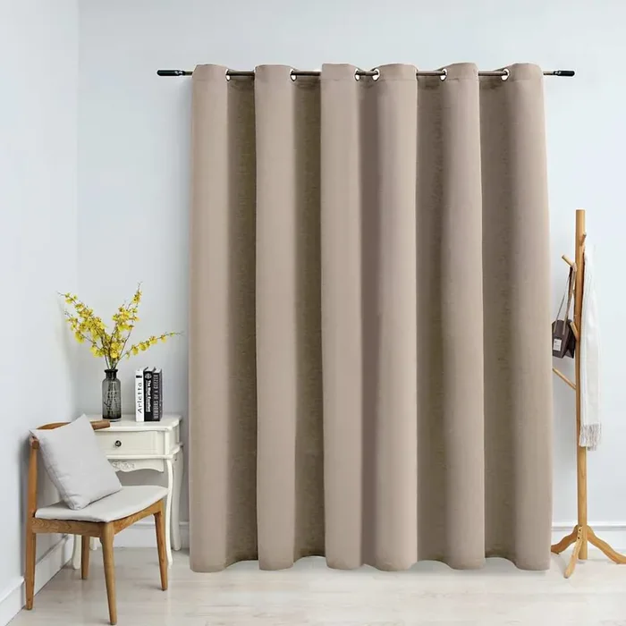 vidaXL Blackout Curtain with Metal Rings Beige 290×245 cm