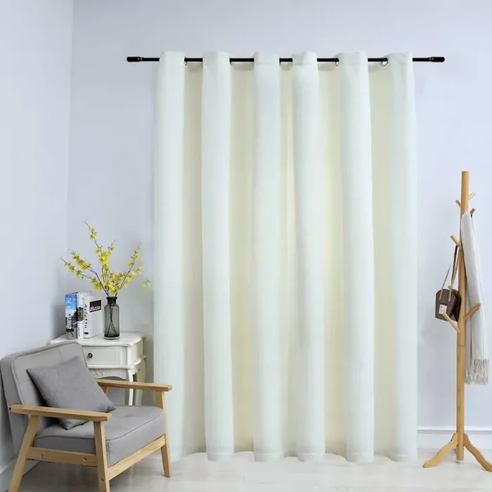 vidaXL Blackout Curtain with Metal Rings Velvet Cream 290×245 cm