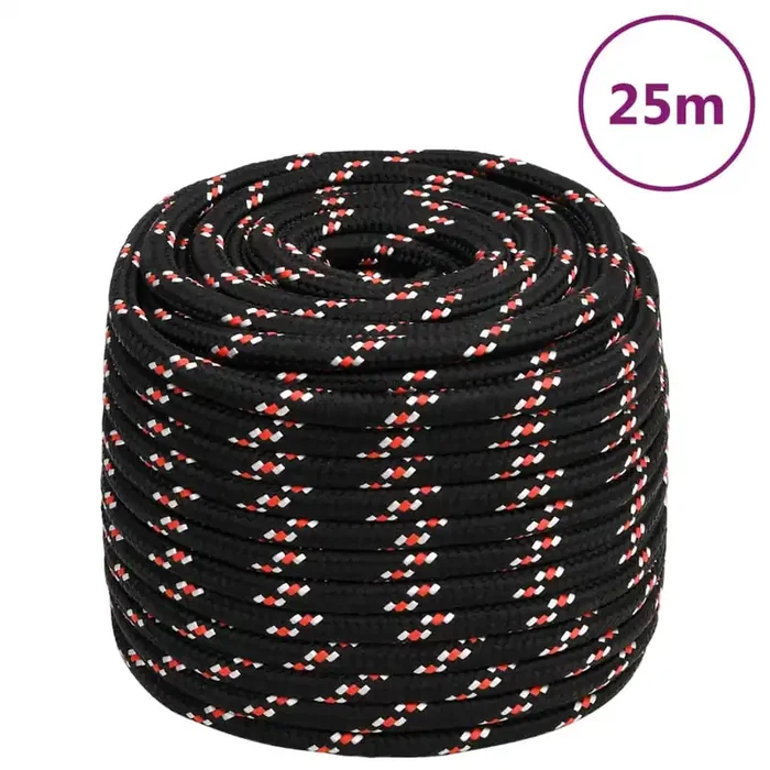 vidaXL Boat Rope Black 16 mm 25 m Polypropylene