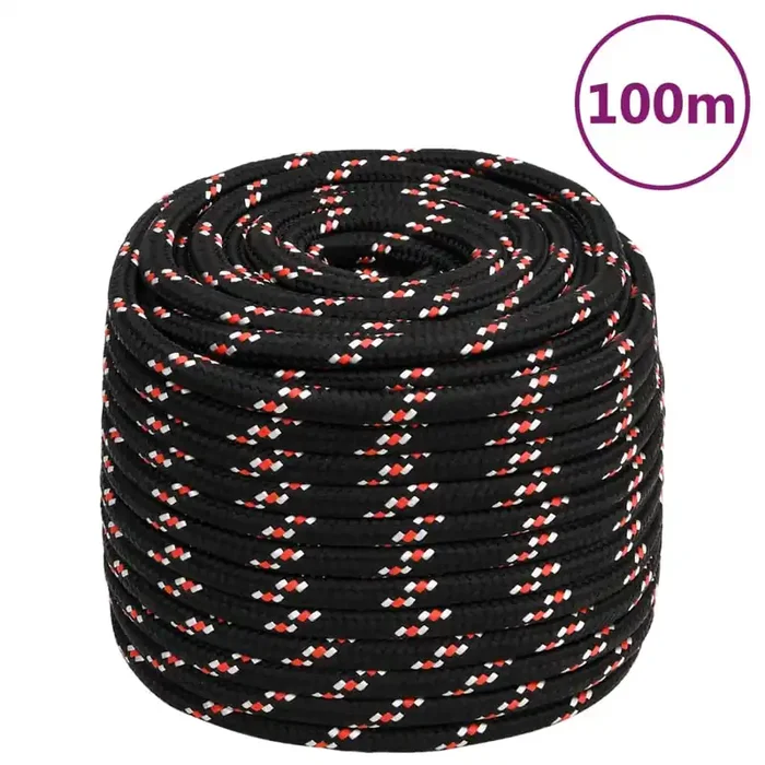 vidaXL Boat Rope Black 18 mm 100 m Polypropylene