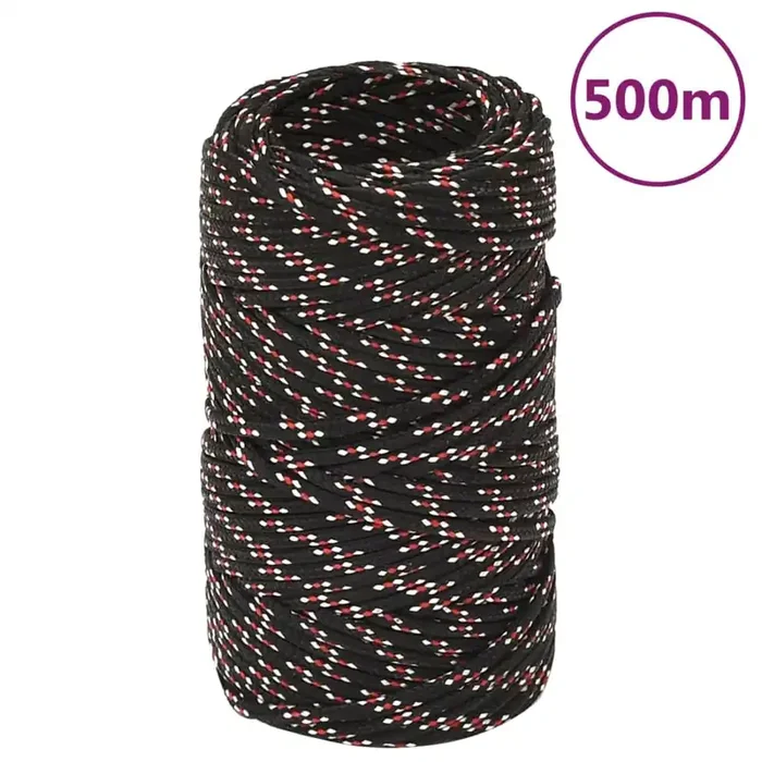 vidaXL Boat Rope Black 2 mm 500 m Polypropylene