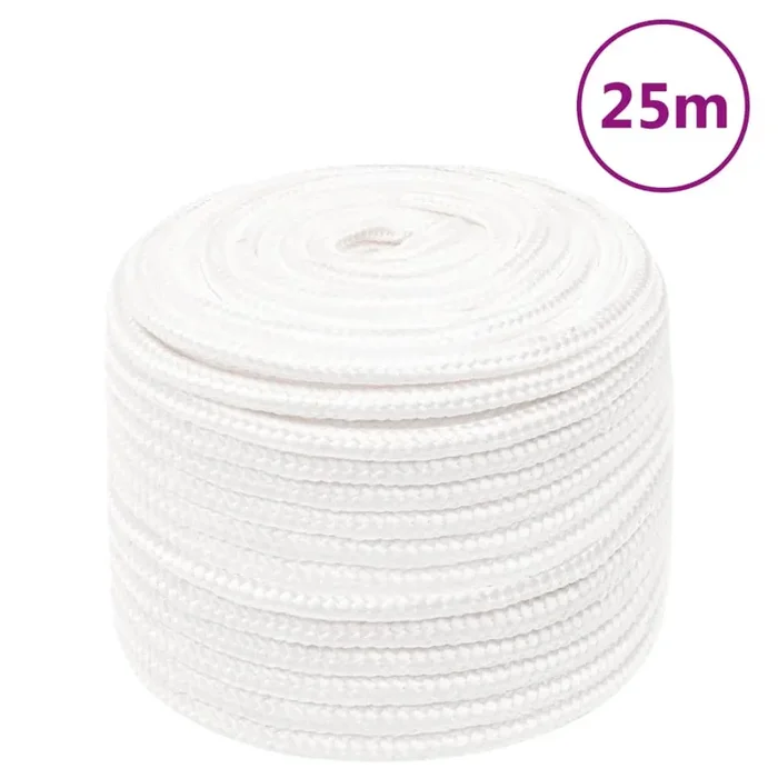 vidaXL Boat Rope Full White 12 mm 25 m Polypropylene