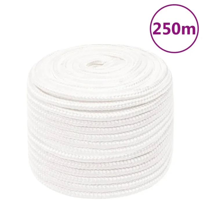 vidaXL Boat Rope Full White 12 mm 250 m Polypropylene