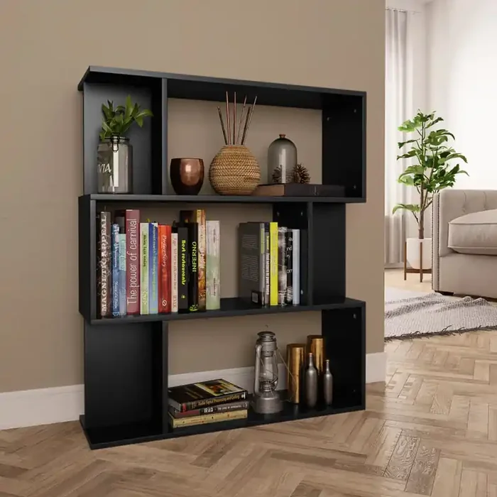 vidaXL Book Cabinet/Room Divider Black 80x24x96 cm Engineered Wood