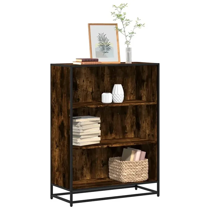 vidaXL Book Cabinet Smoked Oak 80.5x35x107.5 cm Engineered Wood