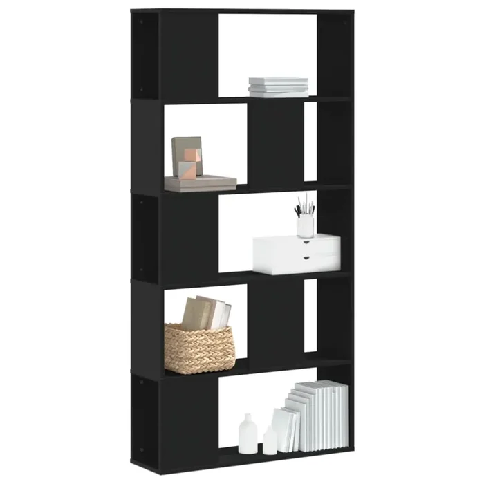 vidaXL Bookcase 5-Tier Black 80.5×23.5×162.5 cm Engineered Wood