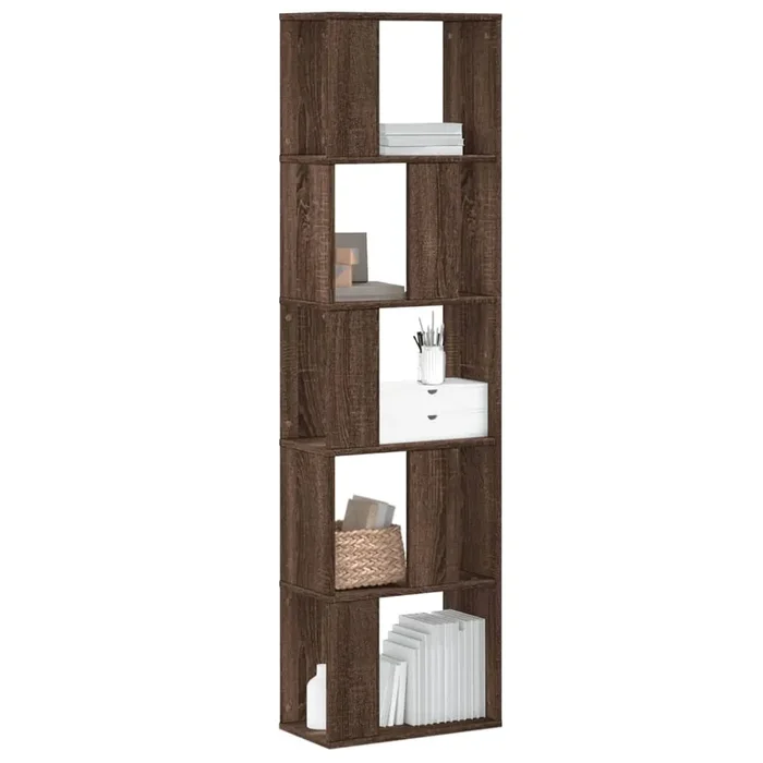 vidaXL Bookcase 5-Tier Brown Oak 45×23.5×162.5 cm Engineered Wood