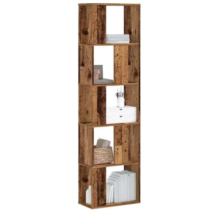 vidaXL Bookcase 5-Tier Old Wood 45×23.5×162.5 cm Engineered Wood