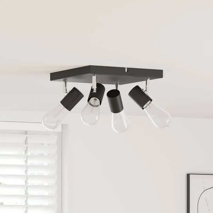vidaXL Ceiling Spotlight 4 Way Adjustable Black E27