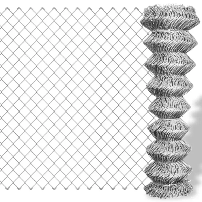vidaXL Chain Link Fence Galvanised Steel 15×1.25 m Silver