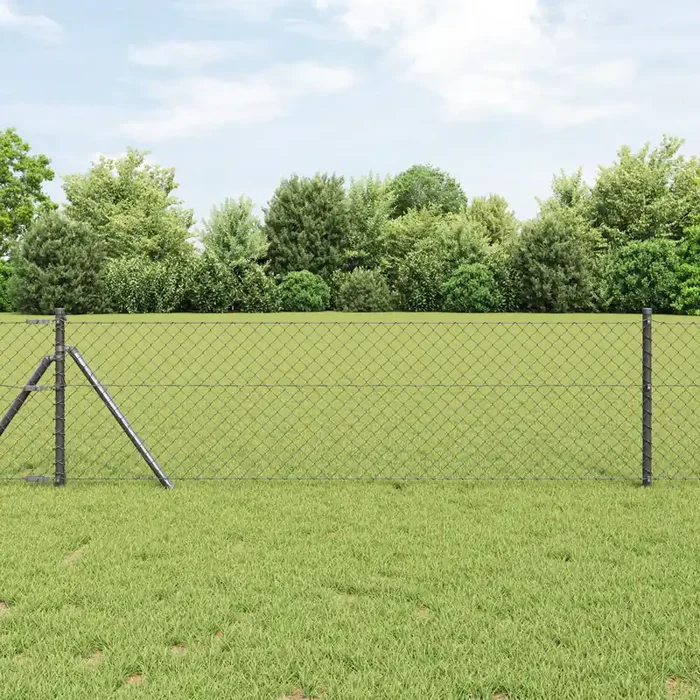vidaXL Chain Link Fence Grey 0.4×25 m Steel
