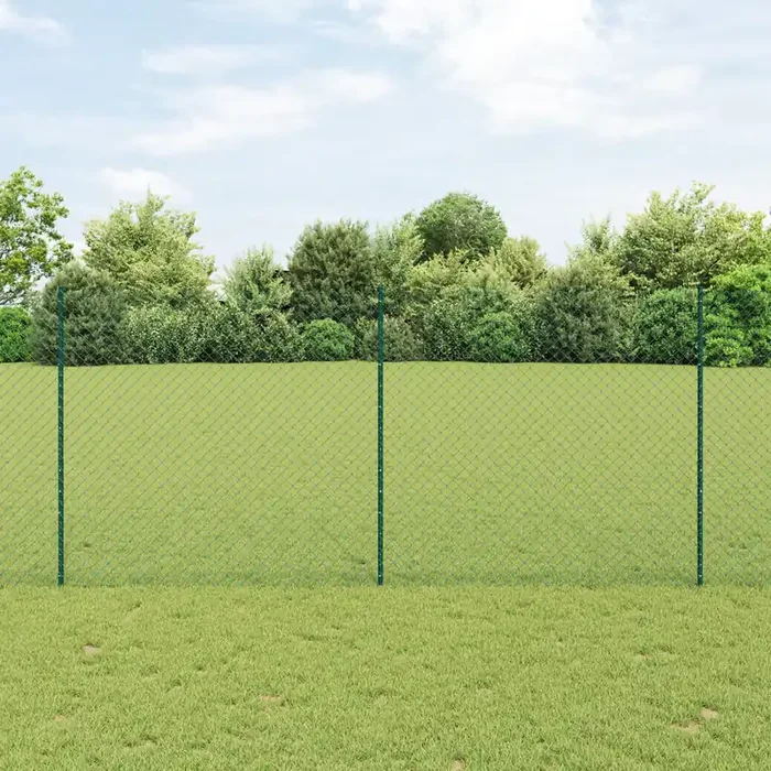 vidaXL Chain Link Fence with 10 U Posts Green 1.4×10 m Steel