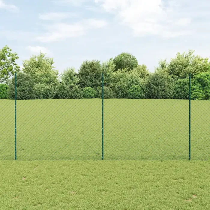 vidaXL Chain Link Fence with 10 U Posts Green 1.5×10 m Steel