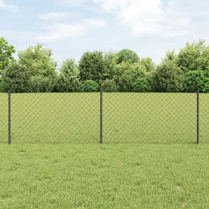 vidaXL Chain Link Fence with 10 U Posts Grey 0.6×10 m Steel
