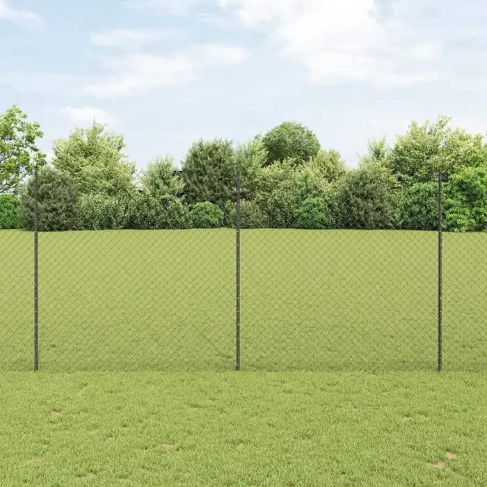 vidaXL Chain Link Fence with 20 U Posts Grey 1.6×10 m Steel