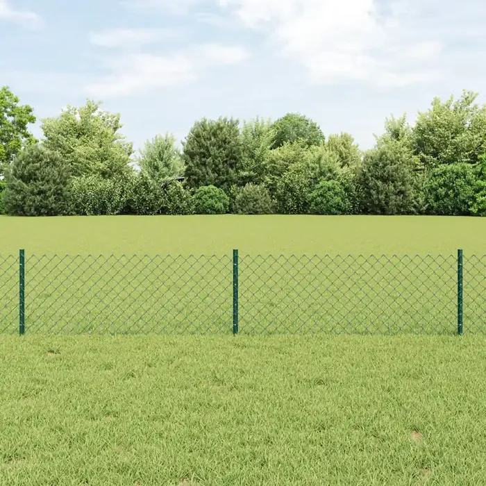 vidaXL Chain Link Fence with 22 U Posts Green 0.4×25 m Steel