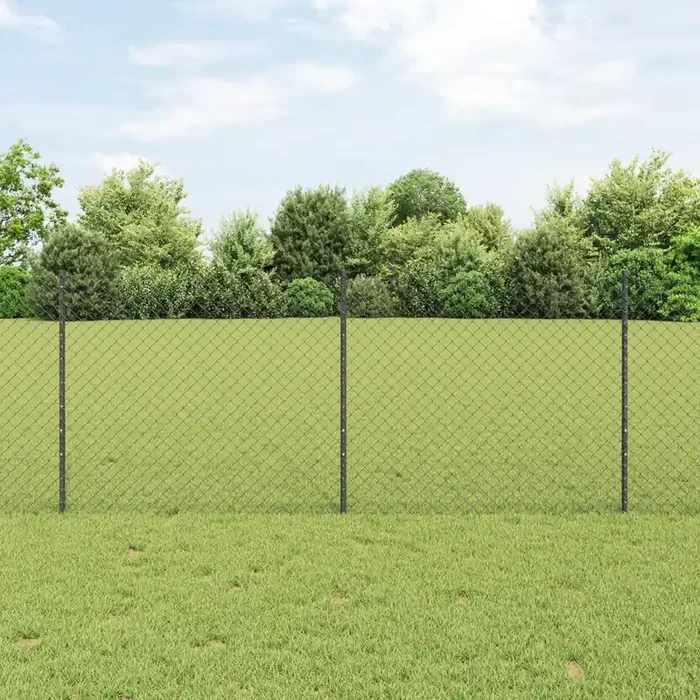 vidaXL Chain Link Fence with 44 U Posts Grey 1×25 m Steel