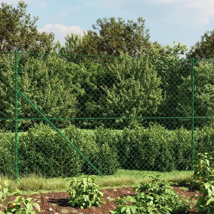 vidaXL Chain Link Fence with Flange Green 1.6×25 m