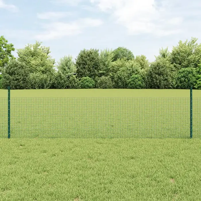 vidaXL Chicken Wire Fence Set Set of 2 Green PVC, Metal 25 x 0.5 m