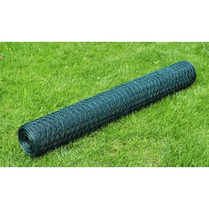 vidaXL Chicken Wire Fence with PVC Coating 25×0.75 m Green