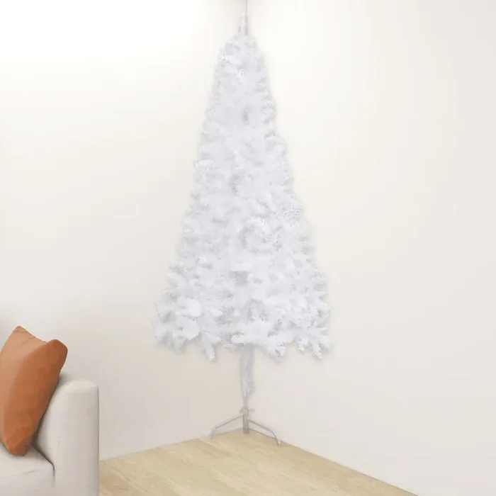 vidaXL Corner Artificial Christmas Tree White 210 cm PVC