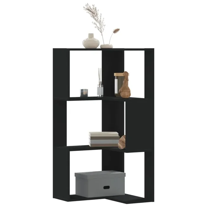 vidaXL Corner Bookcase 3-Tier Black 50x50x102 cm Engineered Wood