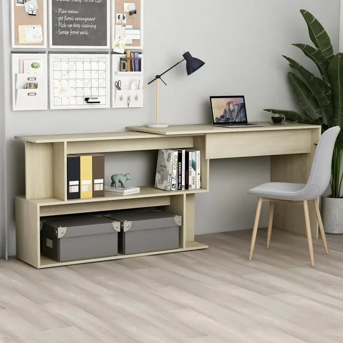 vidaXL Corner Desk Sonoma Oak 200x50x76 cm Engineered Wood