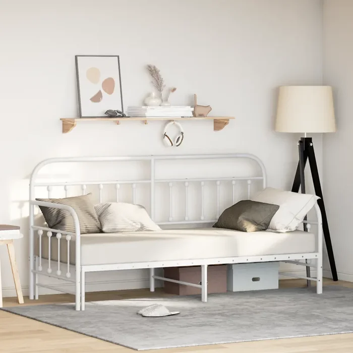 vidaXL Daybed Frame with Trundle White 75×190 cm Steel