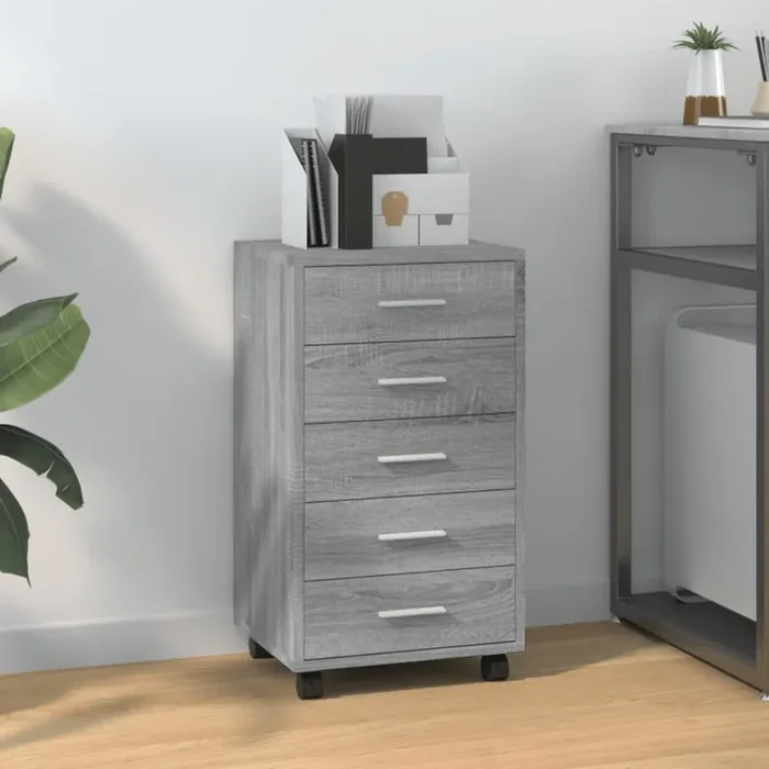 vidaXL Drawer Cabinet with Castors Grey Sonoma Engineered Wood