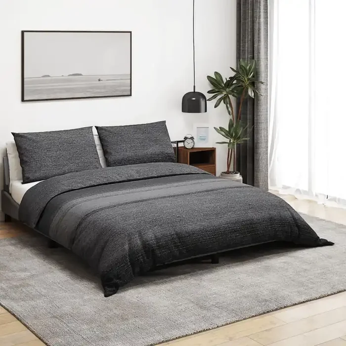 vidaXL Duvet Cover Set Dark Grey 155×220 cm Cotton